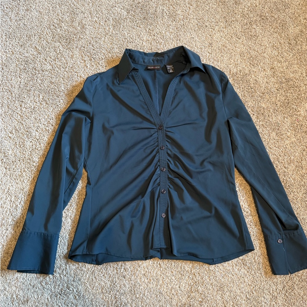 New York & Company Navy Button-Down Shirt